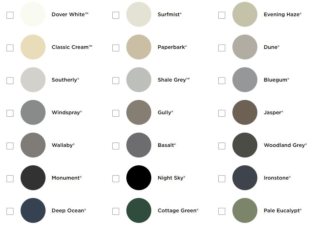 Full Colorbond® range